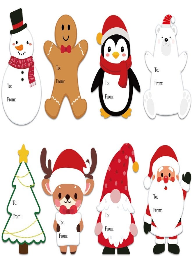Fairooth 320 PCS Christmas Gift Tags Stickers 3.3" x 2.3" Xmas Labels Stickers Self-Adhesive Snowman Santa Claus Gingerbread Name Tags for Christmas Presents Gift Boxes Bags Wrapping Paper Decorations - Image 1